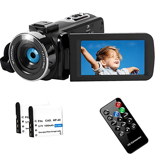 Camcorder Video Camera 2.7K 42Mp With Led Fill Light,18X Digital Zoom Camera For Youtube 3.0" Lcd Screen Recorder Vlogging Camera With Remote Controller,2 Batteries #TOP12