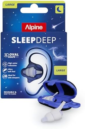 Alpine SleepDeep Ohrstöpsel zum Schlafen & Schnarchen, 1 Paar (Größe L) | SNR 27 dB. Ultraweiches Material, ideal für Seitenschläfer, drücken night, fallen nicht heraus. Hypoallerg