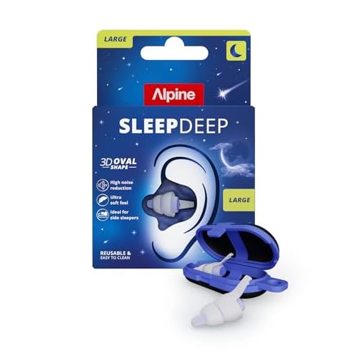 Alpine SleepDeep Ohrstöpsel zum Schlafen - Ovale 3D-Form - Intergriertes Geräuschunterdrückendes Gel - Anti-Noise-Stöpsel mit Weichfiltern - 1 Paar Wiederverwendbar - für Komfort und Dämfung