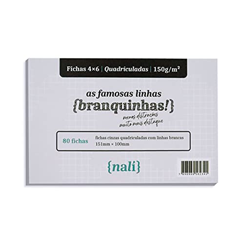 Fichas Linhas Brancas 4 X 6 180g/m2 Quadriculada Nali