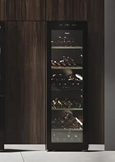 Haier, Cantina Vino HWS236GDEH1, Wine Bank 60 Serie 7, 236 bottiglie, 35 dB, Connessa, Vetro Anti-UV, Doppia zona, Nero, AxLxP 190x59,7x71,4 cm [Classe di efficienza energetica E]