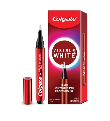 Colgate Visible White Teeth Whitening Pen, Teeth Stain Remover to Whiten Teeth Leave On Teeth Whitening Treatment with Active Oxygen Technology, Whitens Teeth in 14 Days 13g/0.5oz