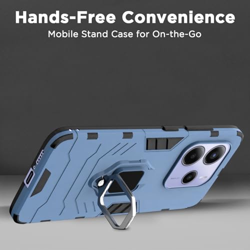 Image of Pikkme D5 Tough Armor Bumper Case | 360 Protection Case | Ring Holder Stand Back Cover for Redmi Note 14 5G (Blue)