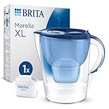 BRITA Wasserfilter Kanne Marella XL blau (3,5l) inkl. 1x MAXTRA PRO Pure Performance Kartusche - große Filterkanne mit Smart Light LED & Klapp-Deckel, filtert Verunreinigungen & mehr