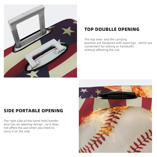 Baseball Ball With Flag Print Luggage Covers For Suitcase,Elastic Washable & Stretchable Suitcase Covers For Luggage, Anti-Scratch - Fits 18-32 Inch Luggage-No Luggage Included3