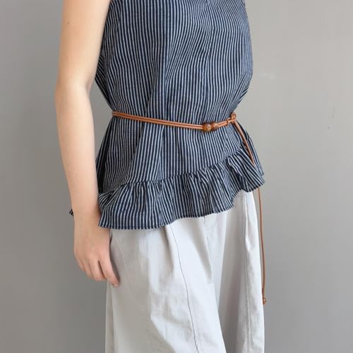 Elegant Round Bead Faux Leather Belts For Women Matching Coat Dress Pants Waist Rope Chain Thin Belts Fashion Accessory4