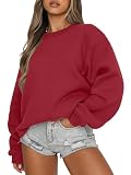ANRABESS Womens Sweatshirts Crewneck Fleece Oversized Pullover Sweaters Fall Winter Cute Tops Teen Girls Preppy Clothes 2025 red Small
