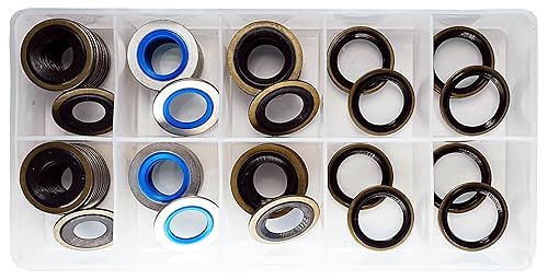 Dsnaduo 60Pcs 5 Sizes Metal/Rubber Oil Drain Plug Gasket Assortment Kits fit for Ford, Chevrolet and More, Replace 097-021, 097-025, 097-035, 55196309