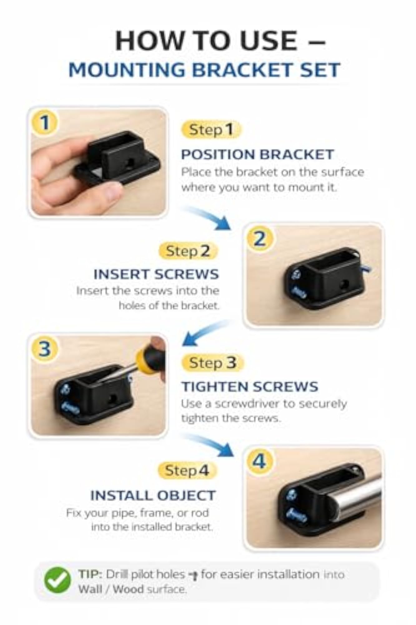 Foldable Laptop Table Leg Mounts, Heavy Duty Plastic Brackets