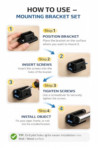 Image of Foldable Laptop Table Leg Mounts, Heavy Duty Plastic Brackets with Screws & Bolts | Adjustable Folding Table Leg Support (Pack 4)