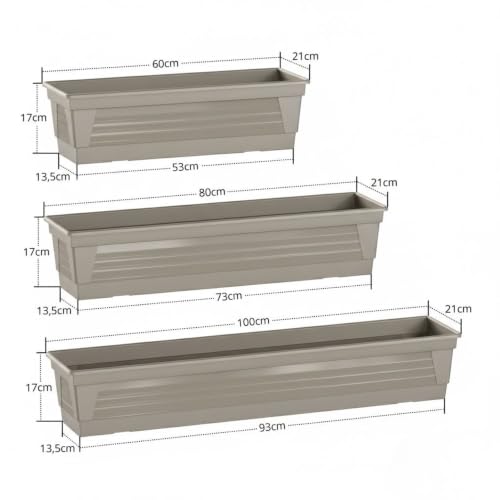 Plastard Blumenkasten 60 cm Seidengrau, Pflanzkasten, Balkonkasten – Ansicht 4