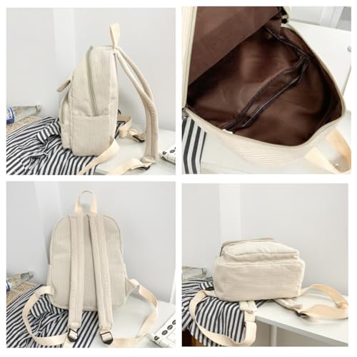 Aufona Mini Backpack for Women Small Backpack Purse Aesthetic Backpack Tiny Corduroy Backpack Light Weight(Light Brown) - Image 6
