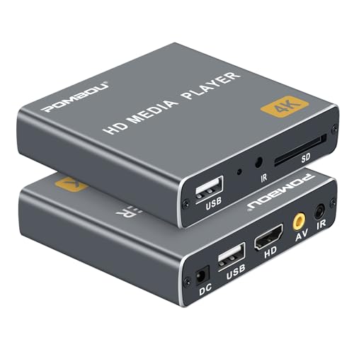 POMBOU 4K@30Hz Full HD Digital Media Player for USB Drives/SD Cards
