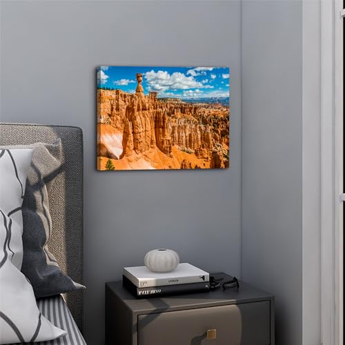 Image of Bryce Canyon National Park Canvas Wall Art Utah Beautiful Orange Mountain Photograph Picture Home Decor for Living Room Bedroom Office Wall Decoration Modern Artwork Framed Ready to Hang 12x16 inch