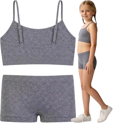 Image of ToBeInStyle Girl Pack of 6 Set Spaghetti Strap Training Bras & Boyshorts Bikinis
