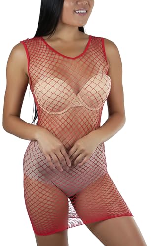 Image of ToBeInStyle Women's Stretch See Through Fishnet Novelty Mini Rave Party Dress
