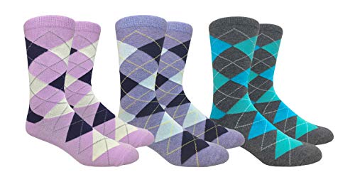 Urban Peacock Men's Argyle Dress Socks - 3 Pair Packages - (Multiple Colors Available) - Main Image