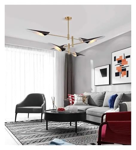 Lustre LED 6 lumières moderne blanc et noir à éclairage de plafond