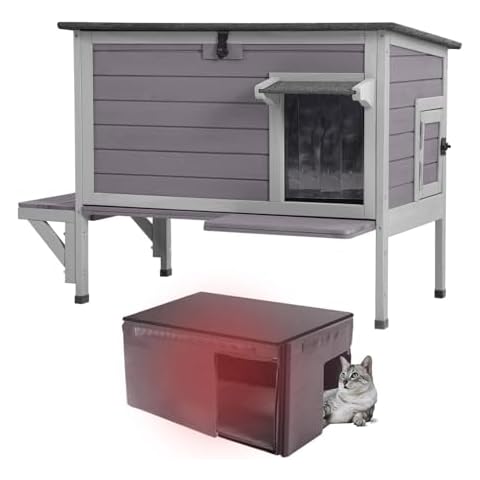 Aivituvin Cat House with Insulated Liner, Large Heated Feral Cats Shelter, Weatherproof Cat Condos for Outdoor Indoor Cats Cover