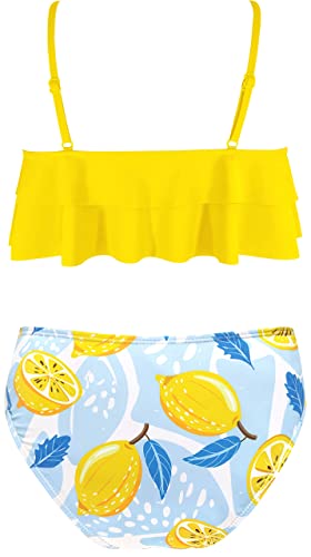 Image of SHEKINI Girls Floral Print Bathing Suits Ruffle Flounce Two Piece Swimsuits