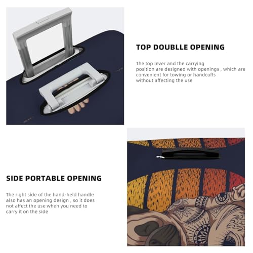 Pug dog Yoga Luggage Cover Washable Elasticated Luggage Covers for Suitcase TSA Approved Stylish Scratch Resistant Luggage Case Protector4