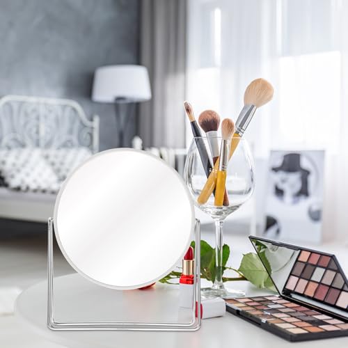 Espejo de maquillaje de mesa doble cara con soporte metálico giratorio miniatura 6