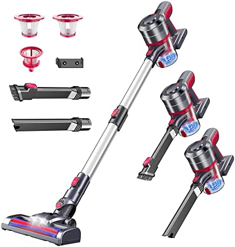 Cordless Vacuum Cleaner, 25Kpa Brushless Motor Stick Vacuum Up to 35 Mins Runtime, 4-in-1 Vacuum Cleaner with 2200mAh Rechargeable Battery, Lightweight Stick Vacuum for Hardwood Floor Pet Hair