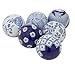 Enterprise Set of 6 Ceramic Blue Balls, 3 Inches, Blue and White Gloss Ceramic Bowl Filler and Accents, Blue White