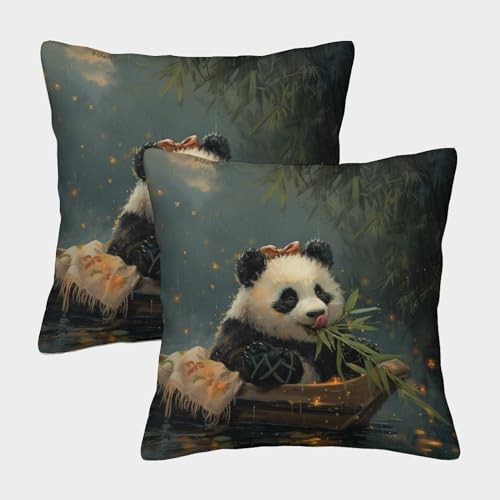 2PCS Fundas de Almohada con Estampado en 3D de Panda Gigante, 2PCS Fundas de Almohada Decorativa, súper Suave, Paquete de 2 para decoración del hogar, sofá, Regalo, 40 x 40 cm