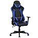 Yaheetech Sedia/Poltrona Gaming Ufficio Ergonomica Reclinabile 180° Portata 150 kg Schienale Alto Imbottita Girevole Altezza Regolabile in Ecopelle con Supporto Lombare e Poggiatesta Nera/Blu