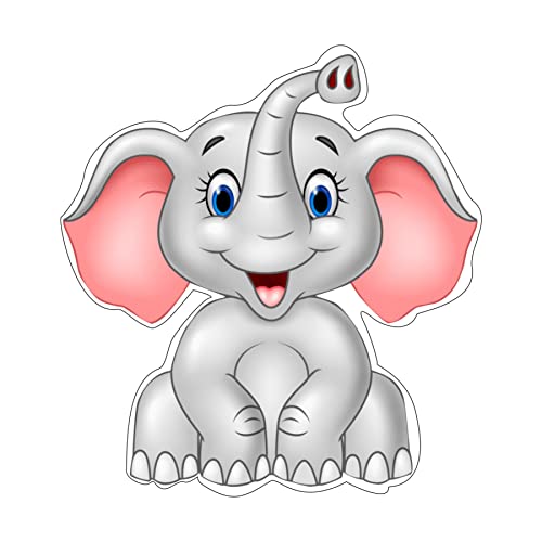 Image of Pretty UR Party Baby Elephant Theme Paper Cutouts for Birthday Parties, Dumbo Party Supplies decor, Birthday Party Decoration, Cut-Outs for Rooms, Boards - Pink Grey (10 pcs)