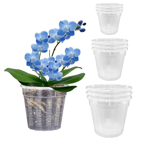 HOLANHING Orchid Pot, 3 Each of 4.3",5.5",6.1" Orchid Pots with Holes, 9 Pack Plastic Planter for Indoor Outdoor Plants (3 Each of 4.3",5.5",6.1")