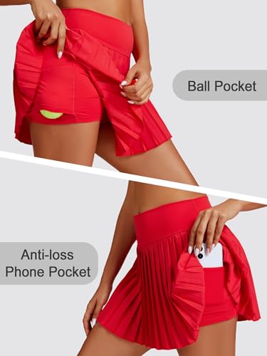 Image of Ibeauti Womens Mini Flowy Skort High Waisted Pleated Tennis Golf Skirts Mesh Ruffler Athletic Skirt with Shorts Pockets