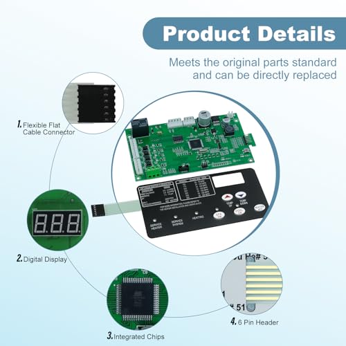 42002-0007S Pool Heater Control Board Kit, 461105 Replacement Control Board, with 472610Z Switch Pad, for Pentair Control Board Kit, Compatible with Mastertemp Max-E-Therm Pool & Spa Heaters