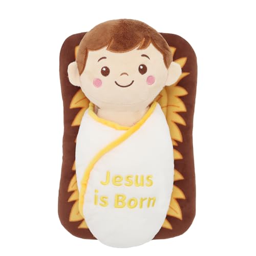 Yelakey Jesus Plush 12 Baby Jesus Plush Stuffed Doll for Nativity Manger Scene Cute Plushie Gift Toys for Kids Christian Stuff Religious Party Toys Church Easter Christmas Baptisms Favors