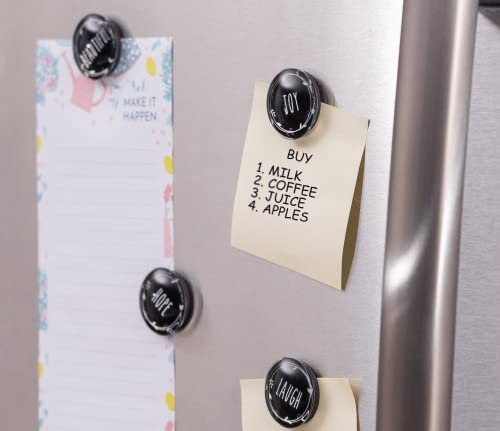 BabyPop! Newest Design Black 12 Pack Round Glass Refrigerator Magnets, Trendy Inspirational Magnet Gift Set for Fridge Cute Decorative Motivational Whiteboard Magnets for Office Locker Home & Kitchen