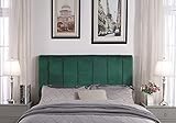 Iconic Home Uriella Headboard Velvet Upholstered Vertical Striped Modern Transitional, King, Green