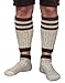 2 Piece Long Embroidered German Lederhosen Cotton Socks Cream/Brown