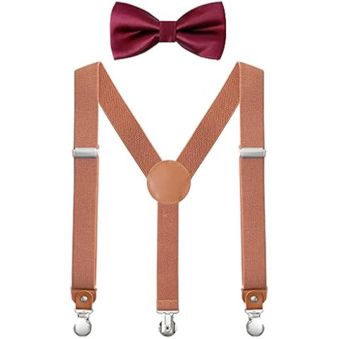 WELROG Kids Toddler Adjustable Braces and Bow Tie Set Elastic Y-Shape Suspenders with the Classic Bow Tie for Boys Children (Brown+Circle) Cover