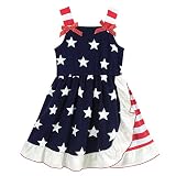 CM-Kid Kids Toddler Girl Dresses 4th of July Summer America Flag Dress Sleeveless Striped Stars Ruffle A-Line Skirt 5 6 Years