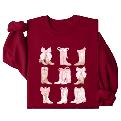 Botas vaqueras con lazo rosa, Burdeos, S