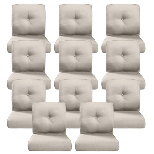Image of Luxury 4 inch Thick Outdoor Cushion Set of 11 - 22x24 Patio Furniture Cushions with 28D High-Density Foam, Water-Resistant & Fade-Resistant Fabric, Removable Covers for Patio Furniture Sofa Couch -Beige