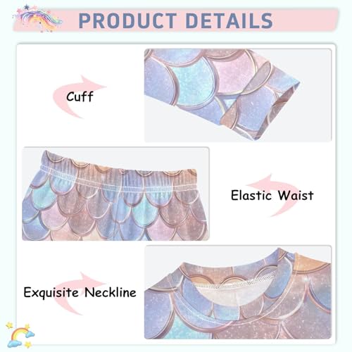 ALAZA Beautiful Mermaid Scale Pajamas Long Sleeve Sleepwear 2-Piece Pajama Set4