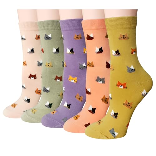 Image of Chalier Womens Funny Socks Cozy Cute Printed Patterned Fun Socks Novelty Cat Dog Socks for Women