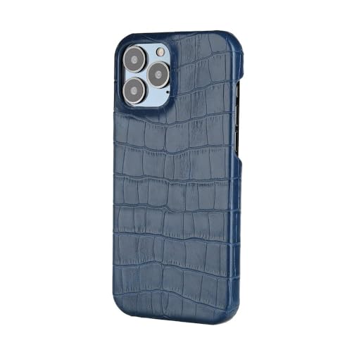 Coque rigide iPhone 16 Pro Max antichoc bleu en cuir crocodile
