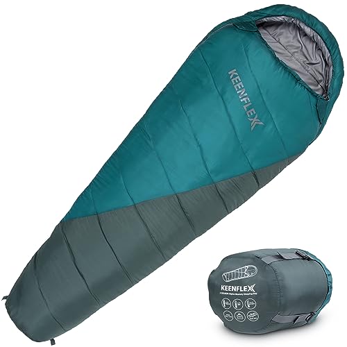 Design ergonomico - Keenflex ha creato questo modello ultralight senza badare a spese: è dotato di deflettori per spalle e collo, zip anti inceppamento, cappuccio con lacci e una tasca per i tuoi oggetti di valore. Prova tu stesso l’incredibile qualità di questo sacco a pelo!