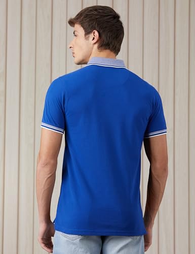 Image of Amazon Brand - Symbol Men's Cotton Rich Solid Zipper Polo Collar Tshirts | Half Sleeves | Plain-Regular Fit (Available in Plus Sizes)