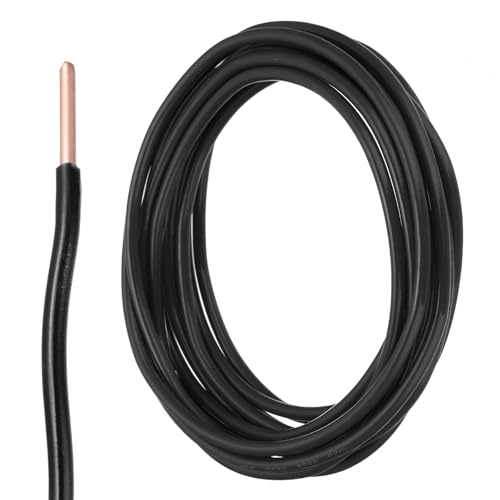 sourcing map 10 Feet Electrical Wire Insulated Solid Copper 10 AWG Hook Up Wire Cable THHN Wire Residential, Industrial, Grounding, Electrical Rated for 600 Volts,UL listed,Black