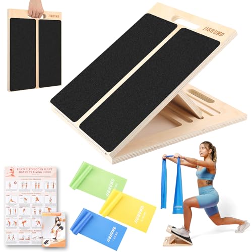 Image of Portable Slant Board for Calf Stretching, Adjustable Wooden Calf Stretcher Incline Board, Calf Stretch Board for Squats Leg Knees Heel Ankle Stretching