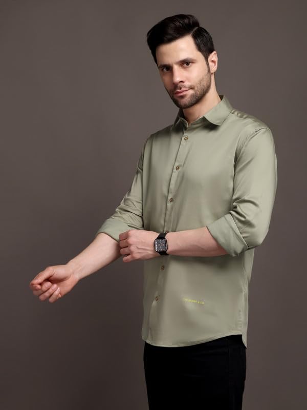 Image of The Stripp & Co Men's Full Sleeve Cotton Solid Shirt | Regular Fit Casual | Soft & Breathable Fabric | Button-Down Collared Formal,& Office Wear | Everyday Shirt | Sizes M to 2XL